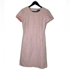 346 Brook Brothers Pink White Floral Eyelet Sheath Dress SZ 4